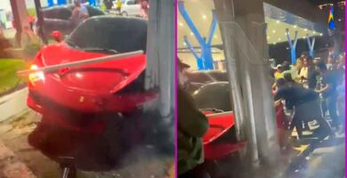 Un Ferrari impactó contra un poste del tendido eléctrico
