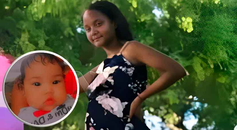 Carolina Recio de tan solo 16 años y su pequeña hija de dos años