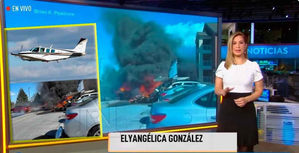 Una aeronave de un sólo motor con cinco personas a bordo