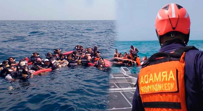 Una lancha con 40 personas a bordo