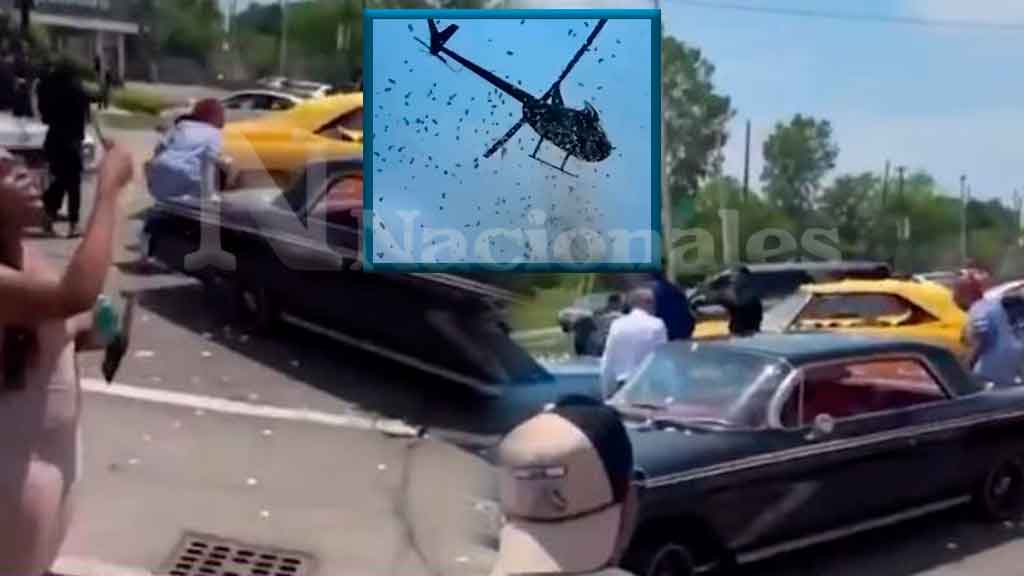 miles de dólares fueron lanzados desde un helicóptero