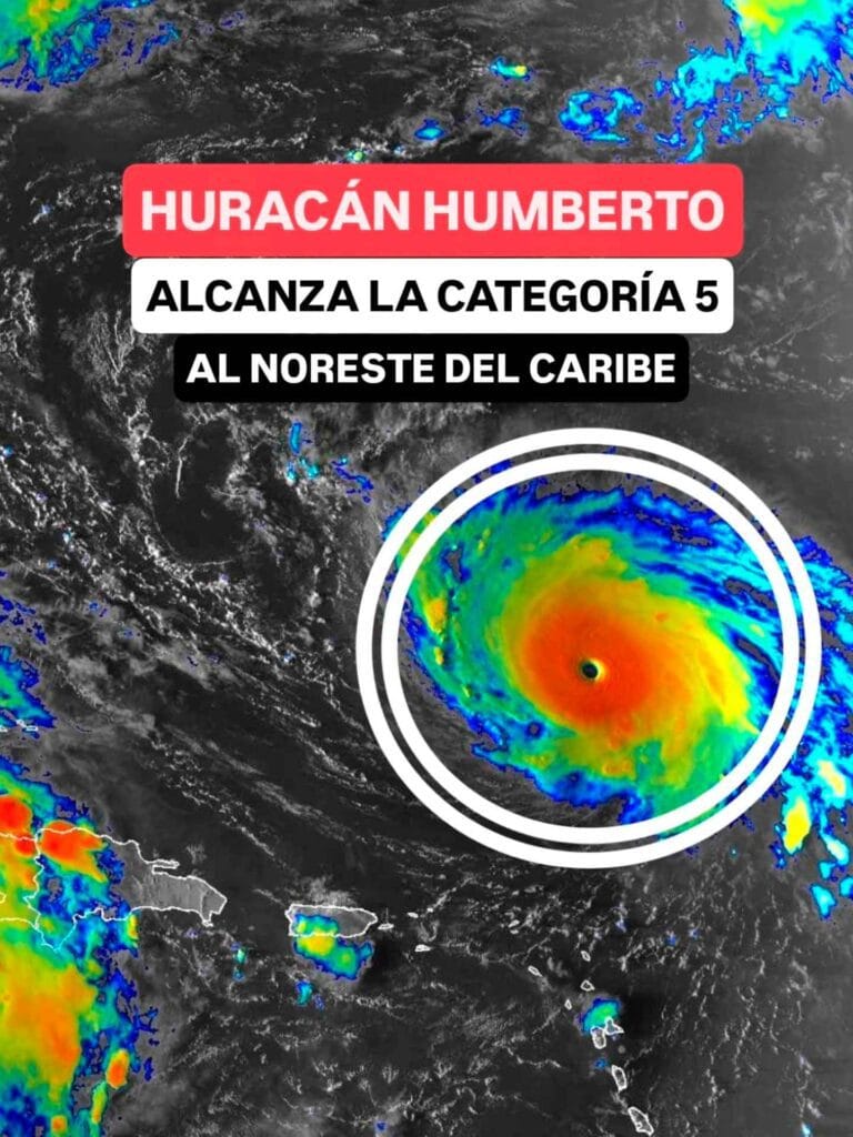 El hurac&aacute;n Humberto escal&oacute; a categor&iacute;a 5