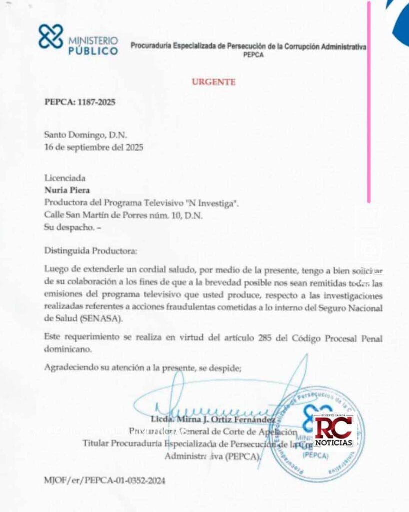 Pepca solicita a Nuria Piera grabaciones de “N Investiga”