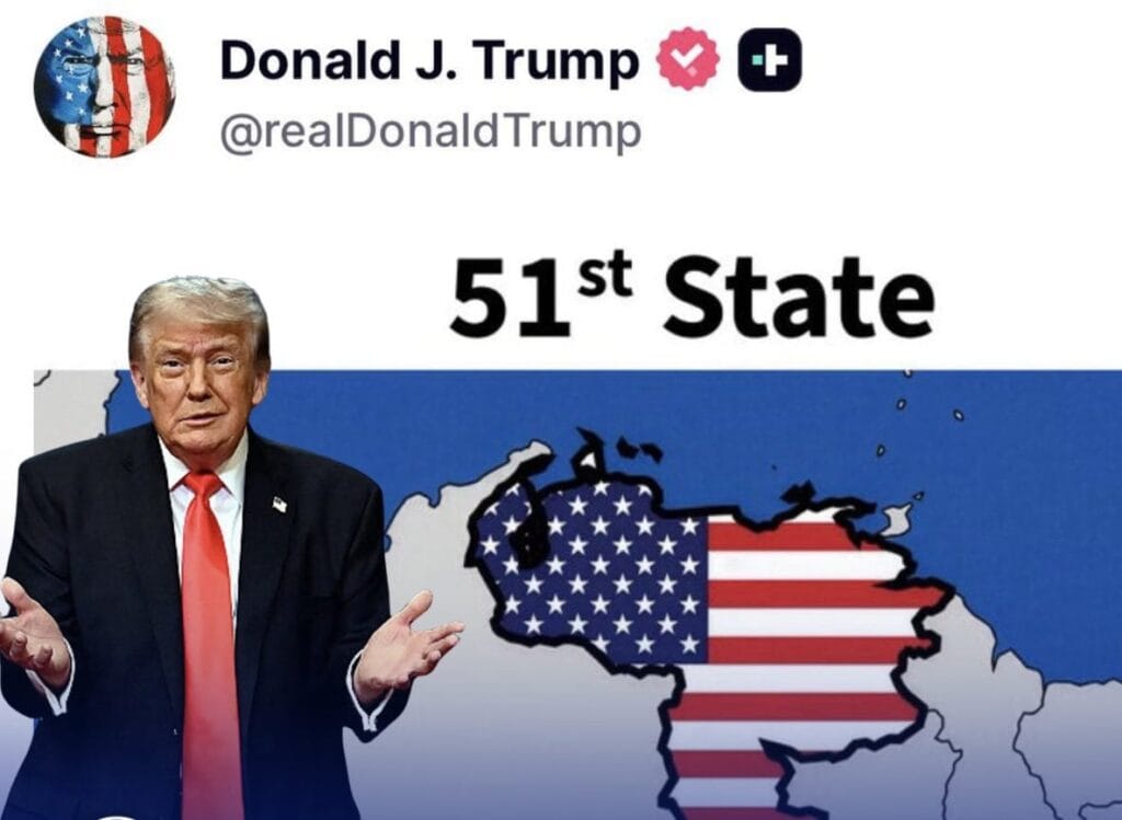 Trump comparte imagen de Venezuela como el estado 51 de Estados Unidos