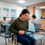 Persona joven con dolor abdominal por enfermedad de Crohn o colitis ulcerosa