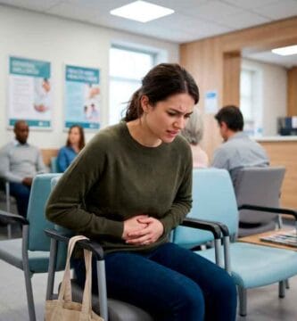 Persona joven con dolor abdominal por enfermedad de Crohn o colitis ulcerosa
