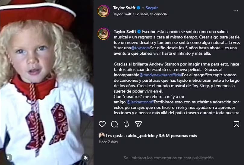 Taylor Swift revela el secreto tras su canción para Toy Story 5