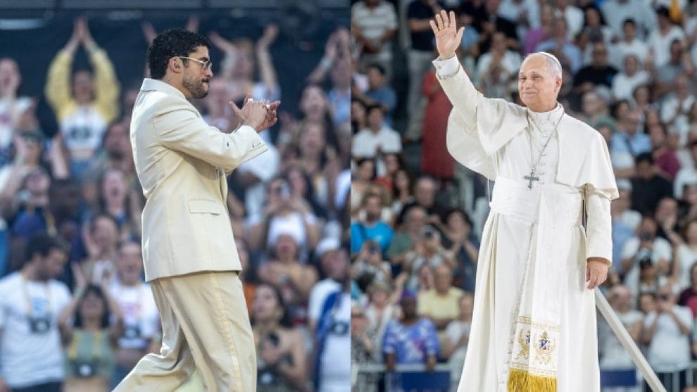 El papa saludó a Bad Bunny y a su familia en el Santiago Bernabéu