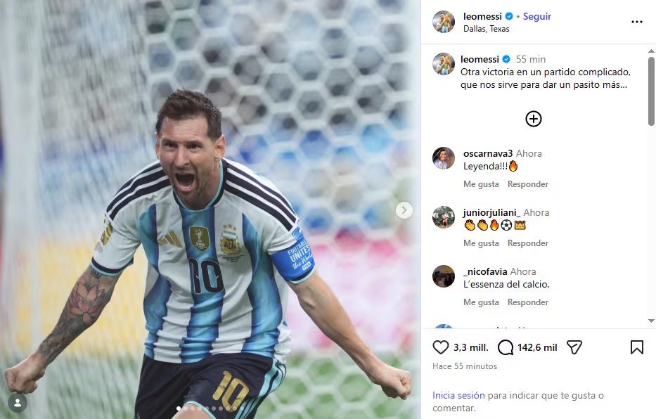 Lionel Messi celebra en Instagram el triunfo ante Austria y recibe emotivo mensaje del Dibu