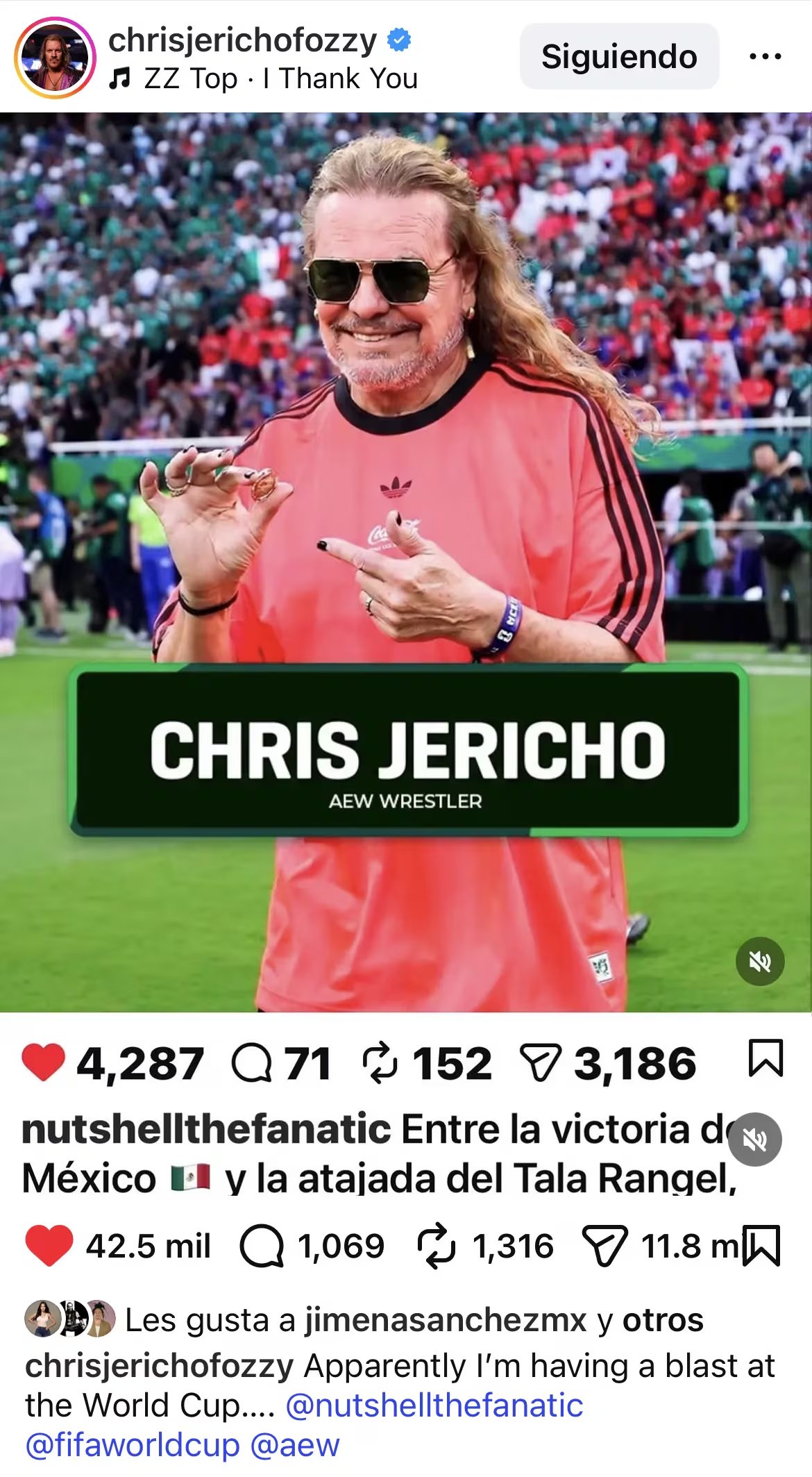 El músico fue presentado como el mítico luchador canadiense, algo que el propio Jericho tomó a broma. (IG Chris Jericho)