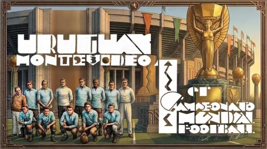 La tipografía creada para el Mundial de 1930 se convirtió en uno de los legados visuales más reconocibles de aquel torneo fundacional (Recreación digital: Gemini)