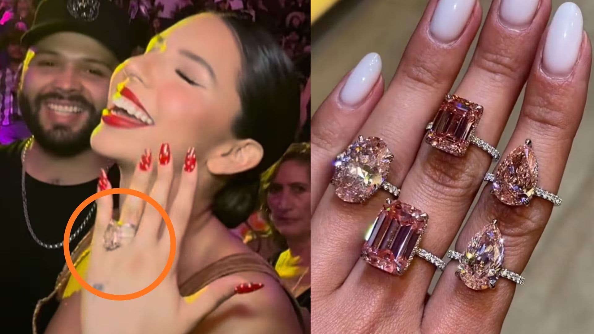 Solo el 0.01% de los diamantes extra&iacute;dos en el mundo son de color rosado; Flor Rubio explica por qu&eacute; la joya que Christian Nodal obsequi&oacute; a &Aacute;ngela Aguilar en su segundo aniversario representa una de las piedras m&aacute;s escasas y costosas del mercado. (@lamonumentalmexico / @pristine)