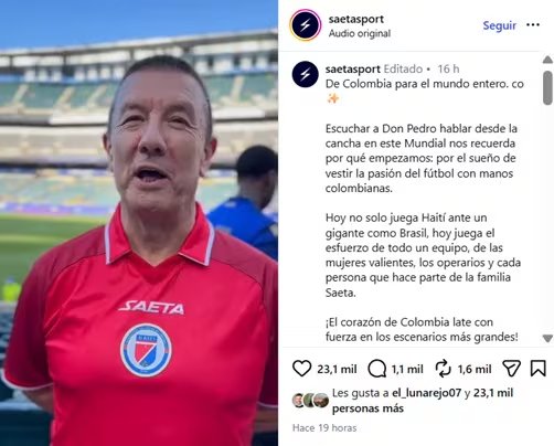 Carrero compartió el video el viernes 19 de junio de 2026 - crédito @saetasport/IG