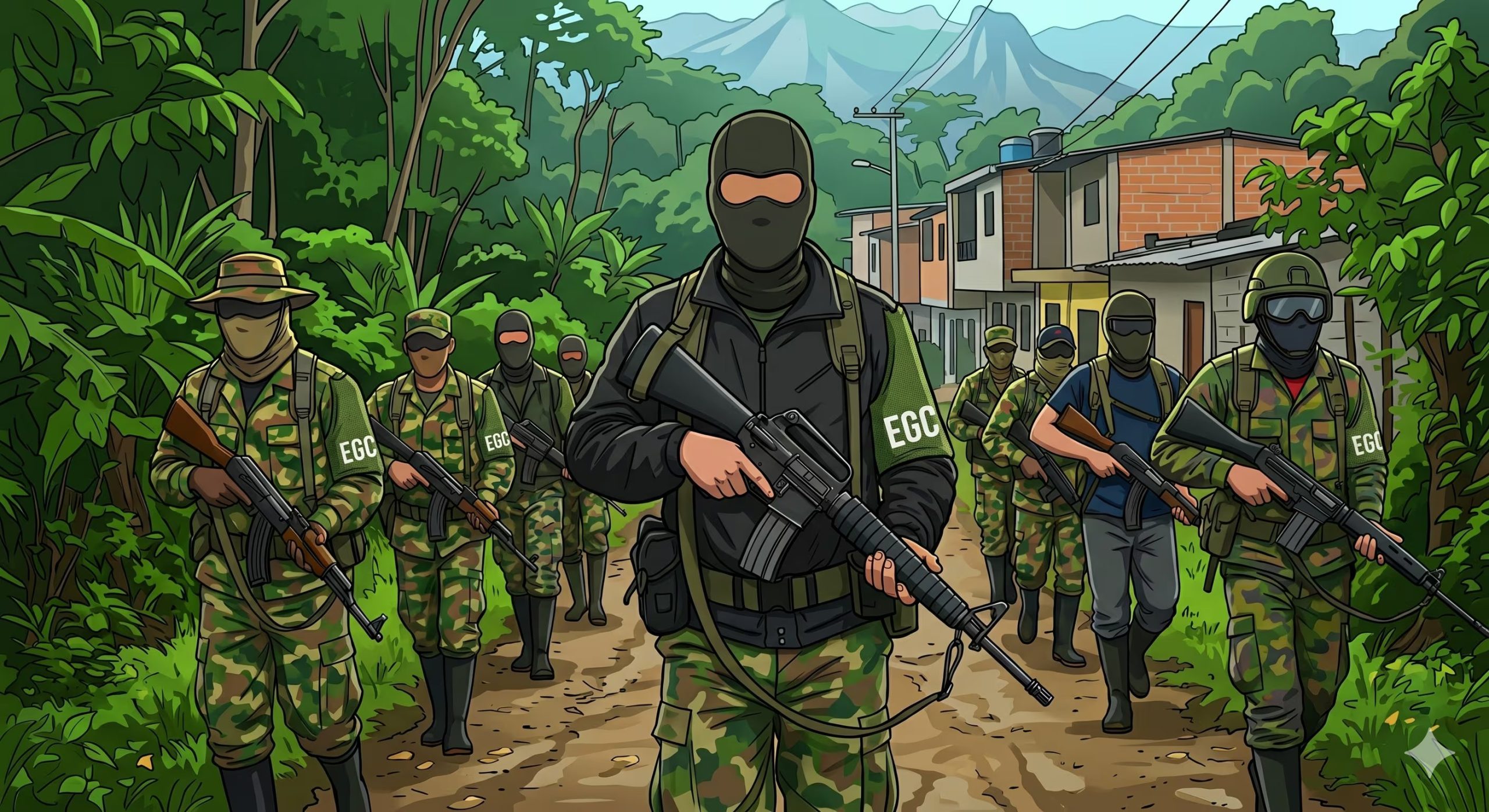 El Ejército Gaitanista de Colombia atribuyó al bombardeo la muerte de nueve personas en Nuquí. - crédito VisualesIA