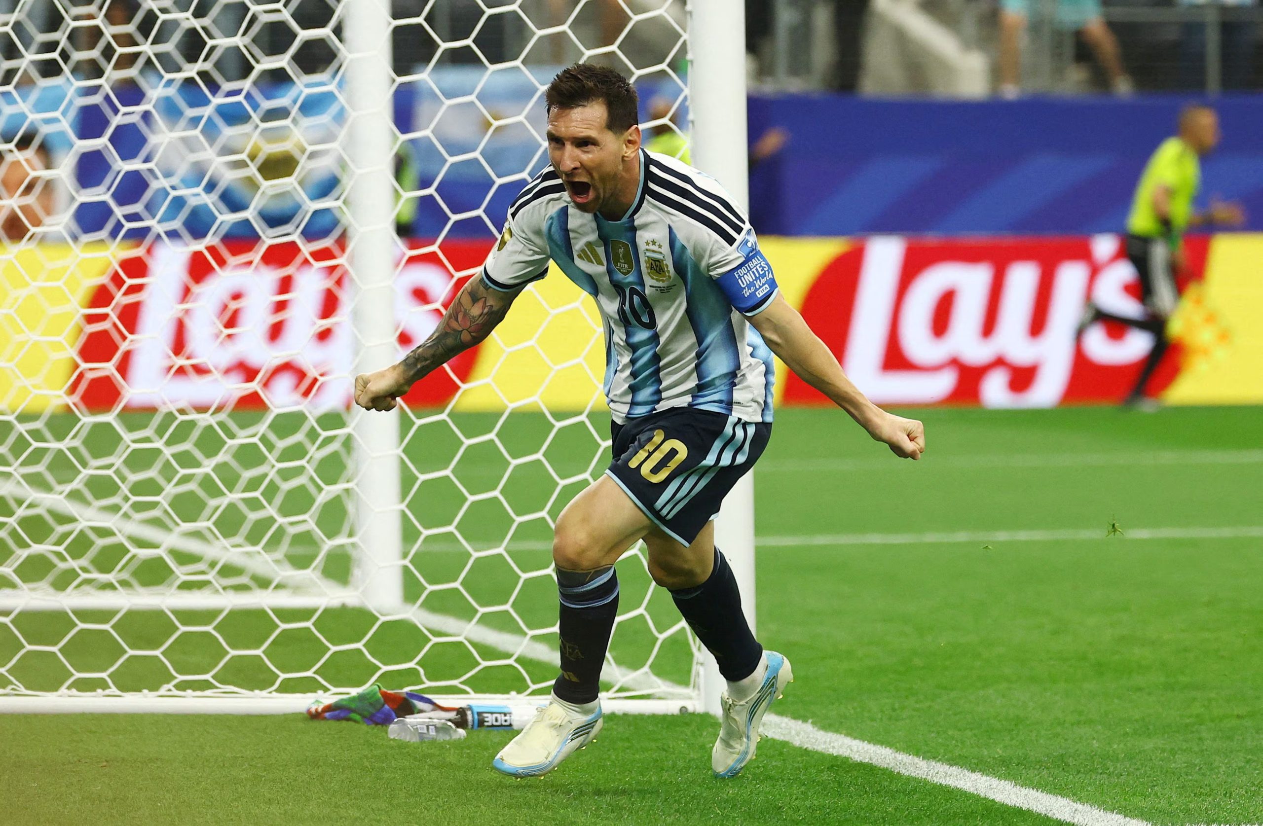 Soccer Football - FIFA World Cup 2026 - Group J - Argentina v Austria - Dallas Stadium, Arlington, Texas, U.S. - June 22, 2026 Argentina's Lionel Messi celebrates scoring their second goal REUTERS/Kai Pfaffenbach