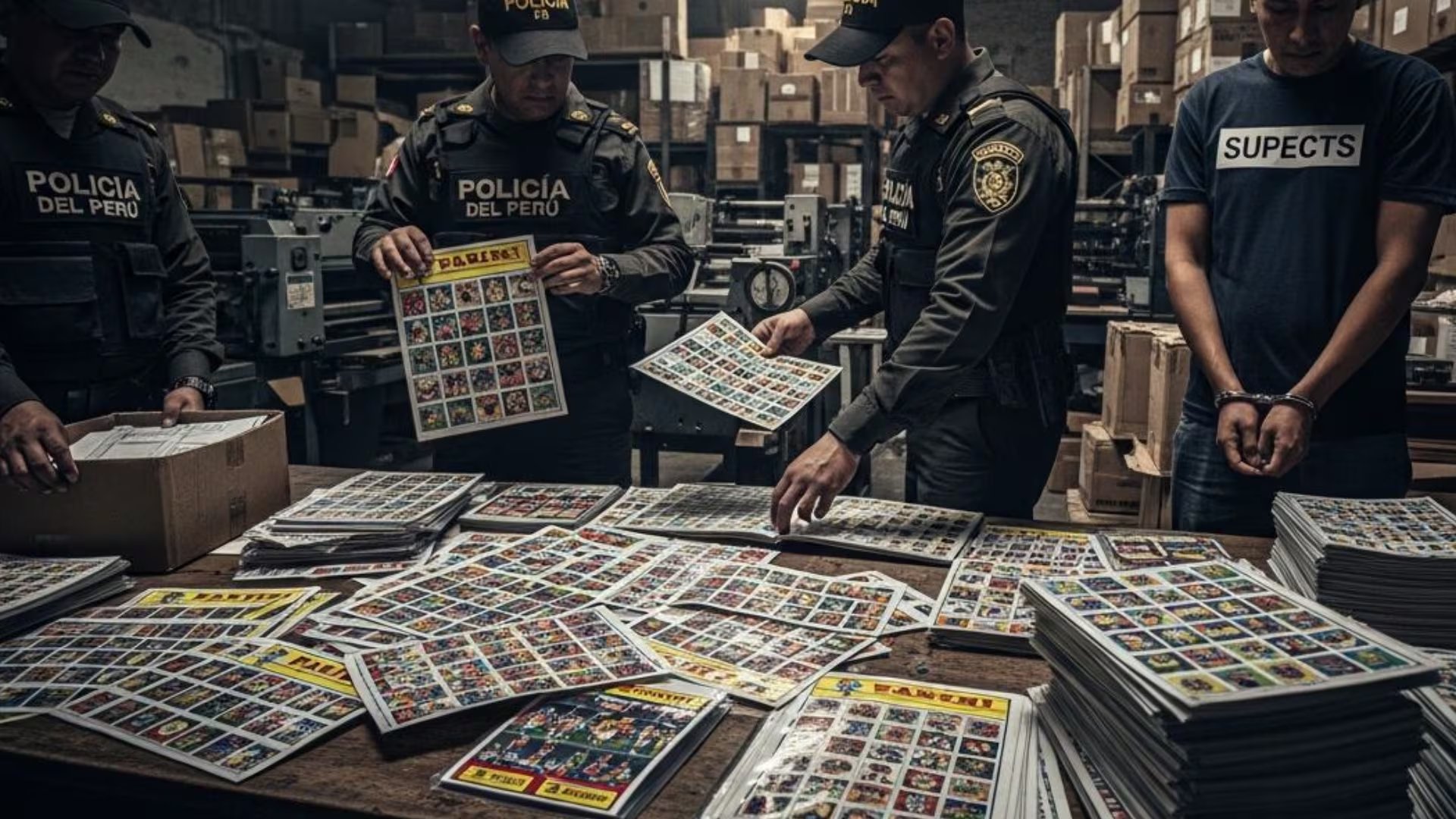 La Polic&iacute;a Fiscal intervino tres locales en Carabayllo donde hall&oacute; cerca de 13 mil figuritas presuntamente falsificadas del &aacute;lbum del Mundial 2026. Tres personas quedaron detenidas. Visuales IA