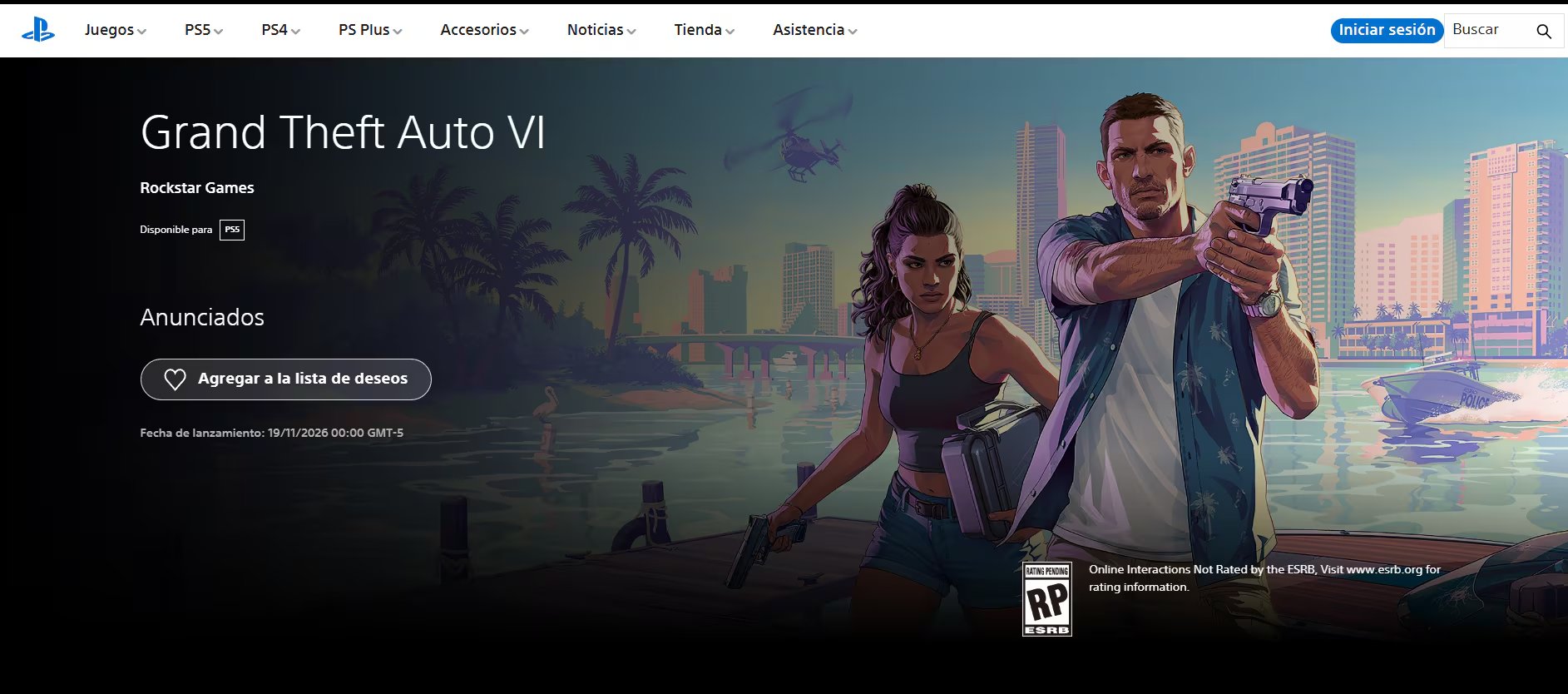 El videojuego de Rockstar Games ya se puede añadir a la lista de deseos en PlayStation. (PlayStation Store)