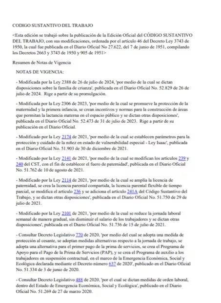 El Código Sustantivo del Trabajo es el conjunto de leyes que regula las relaciones laborales en el país. Su objetivo principal es garantizar la justicia, la equidad y el equilibrio social entre empleadores y trabajadores - crédito Código Sustantivo del Trabajo
