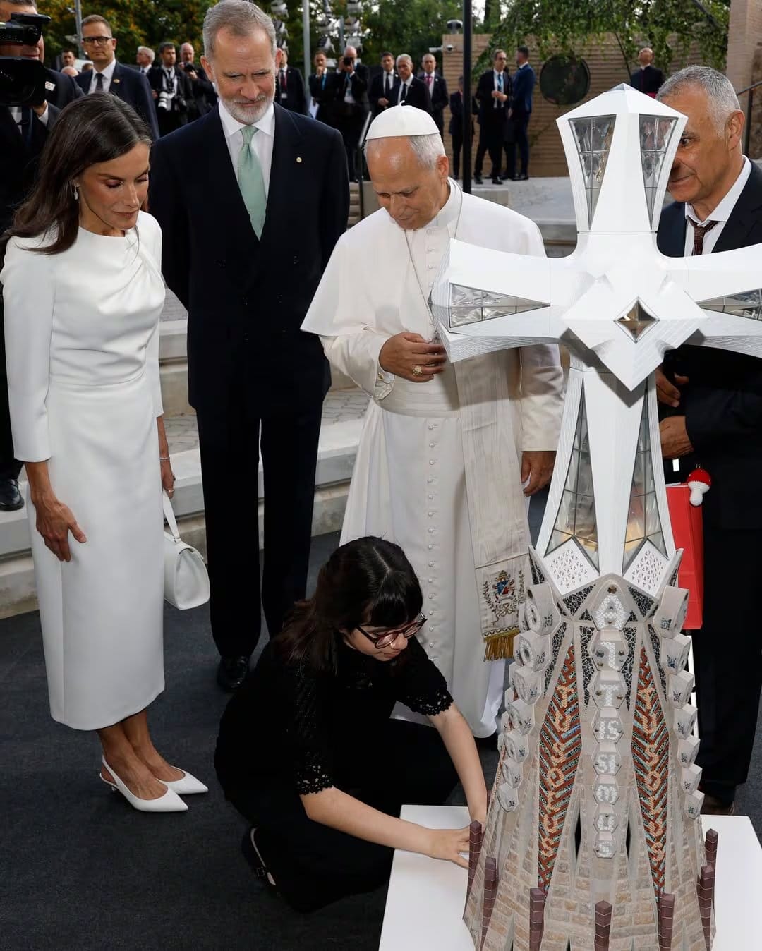 El momento viral de la reina Letizia con Valentina ante el papa León XIV (Casa Real)