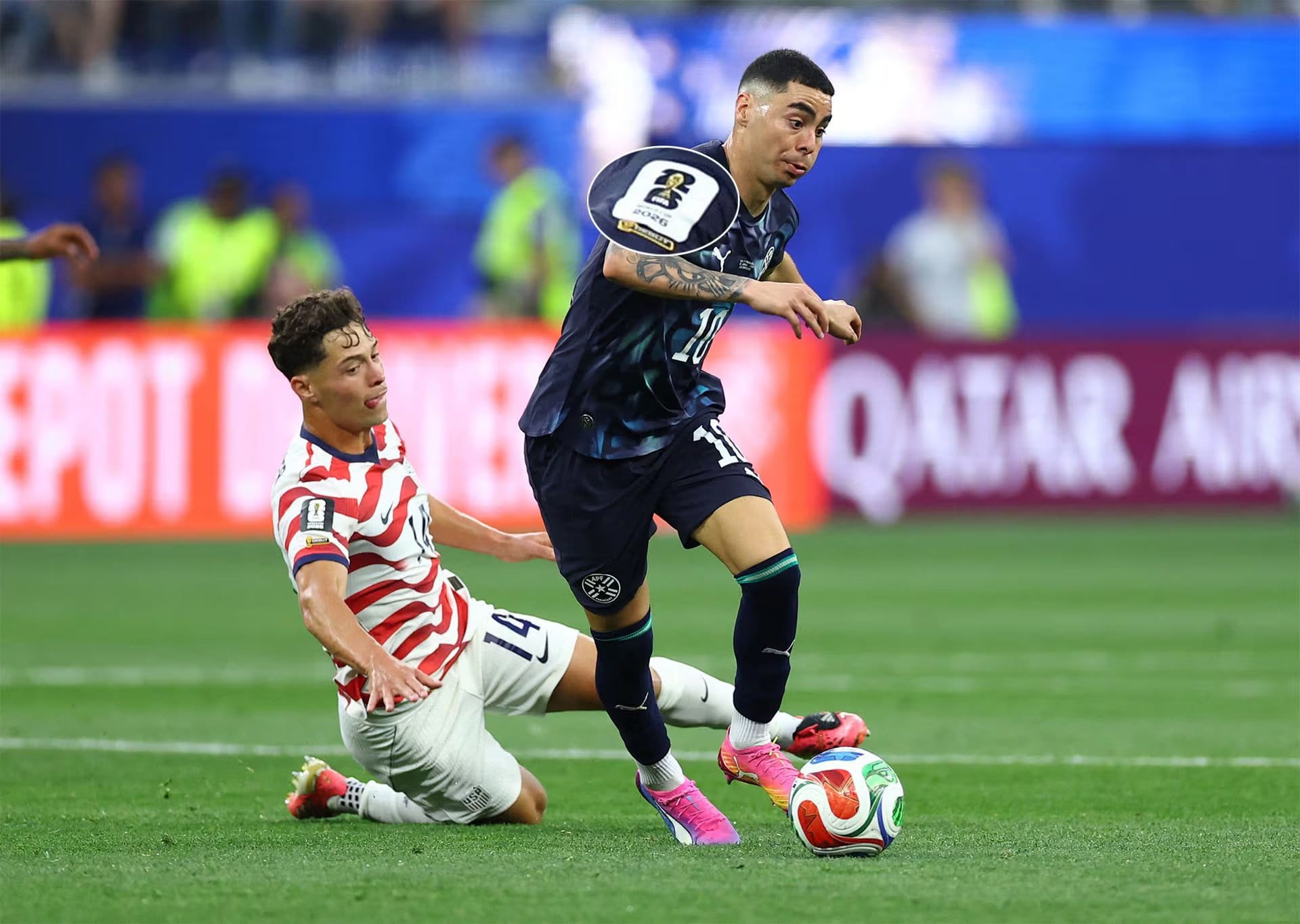 Almir&oacute;n tambi&eacute;n luci&oacute; un parche tras debutar en un Mundial con Paraguay
