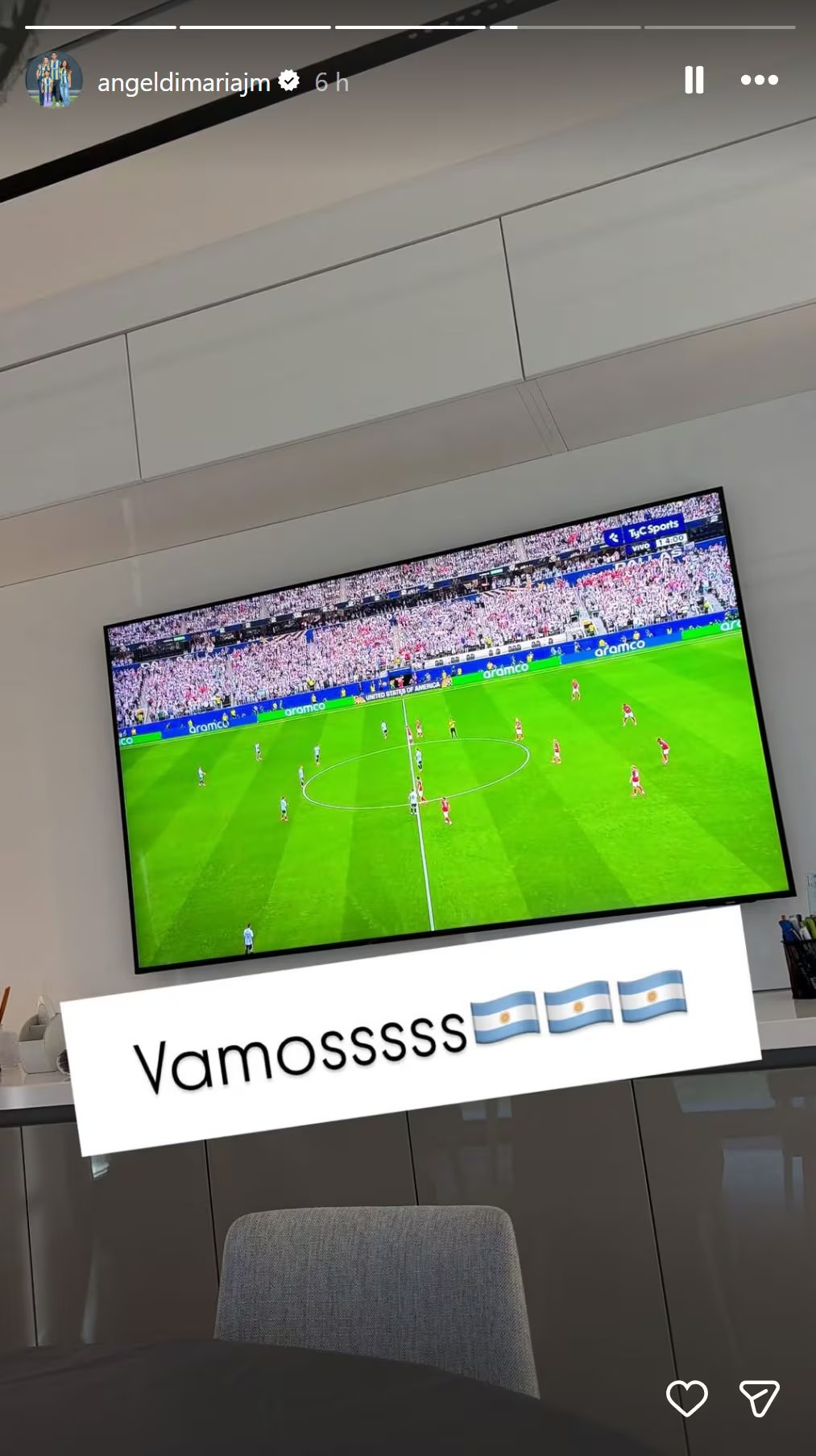 El aliento de Di María a sus ex compañeros (IG @angeldimaria)