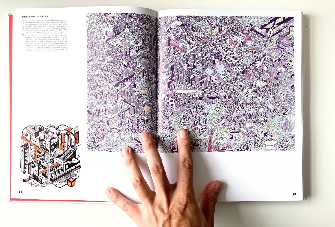 Este es otro trabajo del ilustrador donde se puede observar su estilo particular. La imagen forma parte del libro This is were we live que reunió el trabajo de 200 ilustradores de todo el mundo. @kevcuev