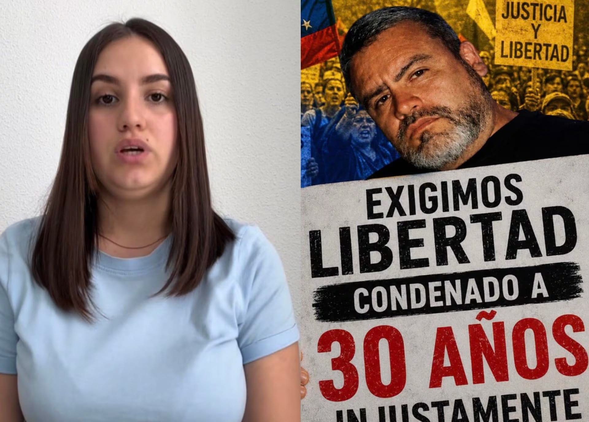 Katherine González, reclama por la libertad y juticia para su padre Franklín Alexis González López, dueño de una empresa de vigilancia.