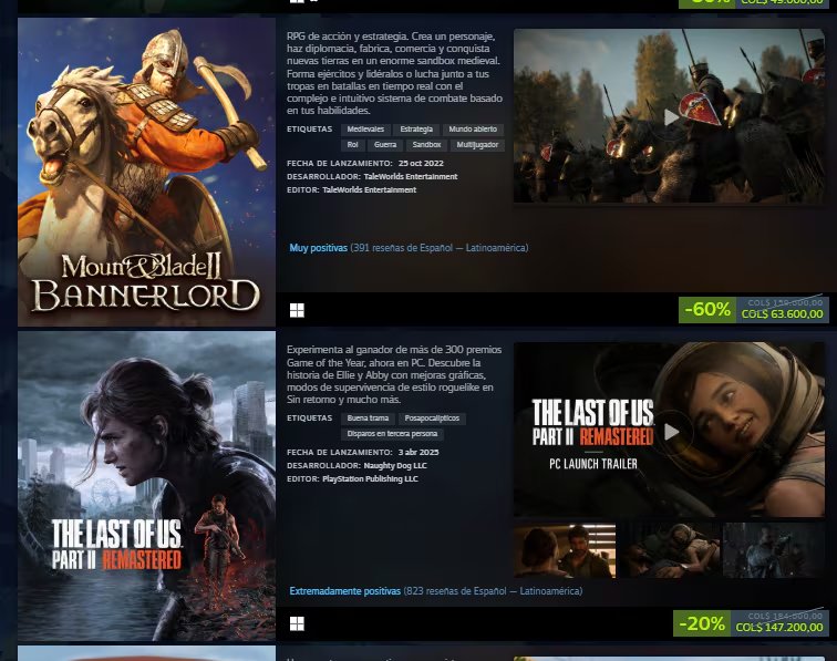 La promoción incluye tanto grandes producciones como títulos indies, con descuentos de entre 20% y 90%. (Steam)