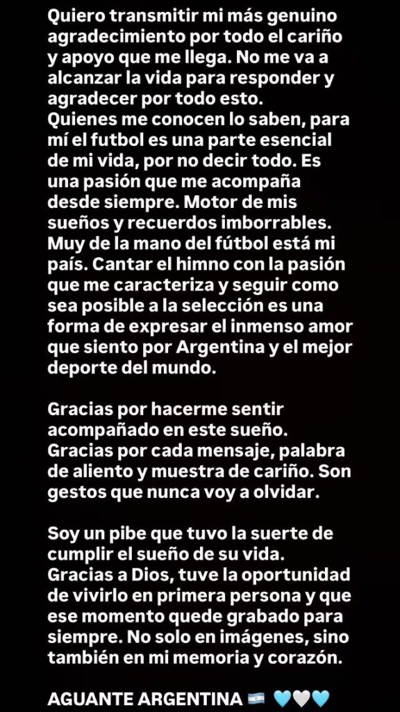Argentino viral: cantó el himno con los ojos cerrados en el Mundial 2026