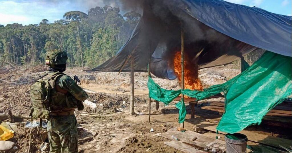 Afectación en $ 300.000 a minería ilegal en la Amazonía tras intervención militar