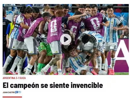 Argentina vence a Suiza 3-1 y enfrenta a Inglaterra en semis