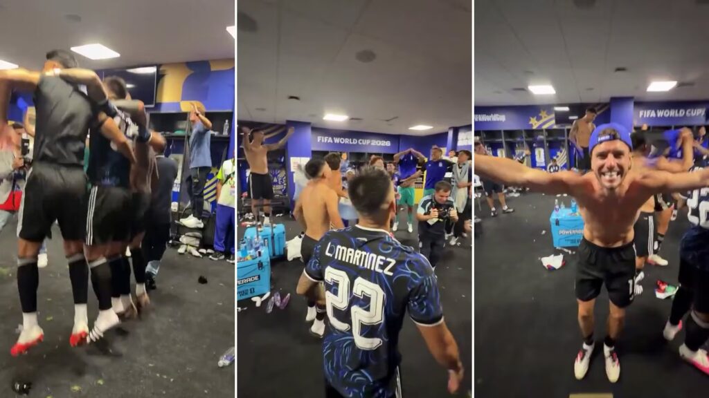 Festejos íntimos de Argentina en el vestuario tras vencer a Inglaterra