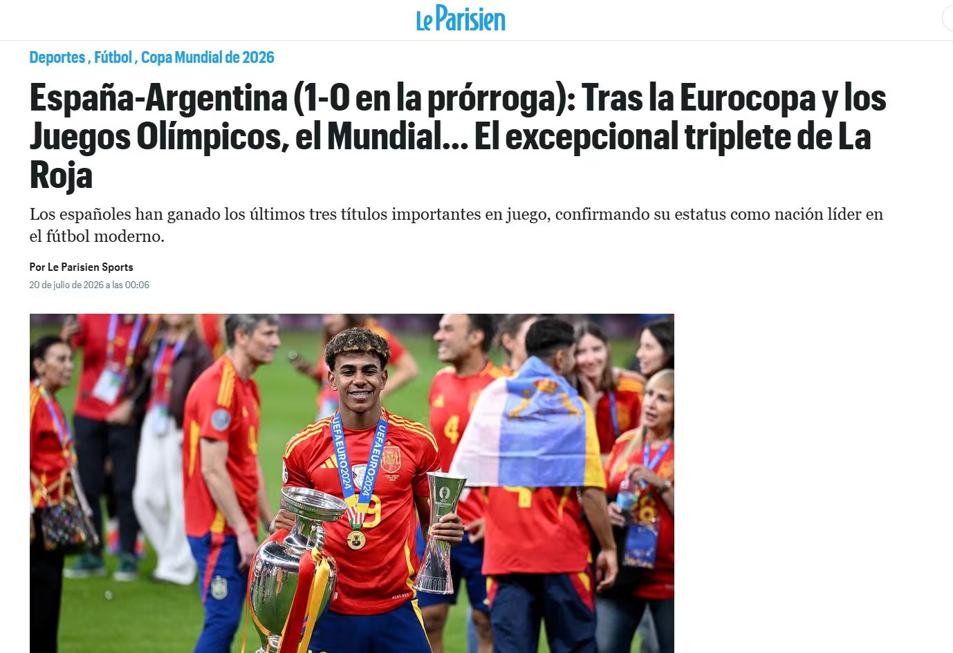 C&oacute;mo titul&oacute; el medio franc&eacute;s a la victoria de Espa&ntilde;a