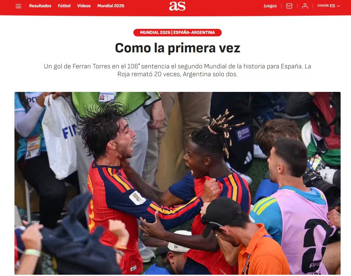 AS compar&oacute; la consagraci&oacute;n con Sud&aacute;frica 2010