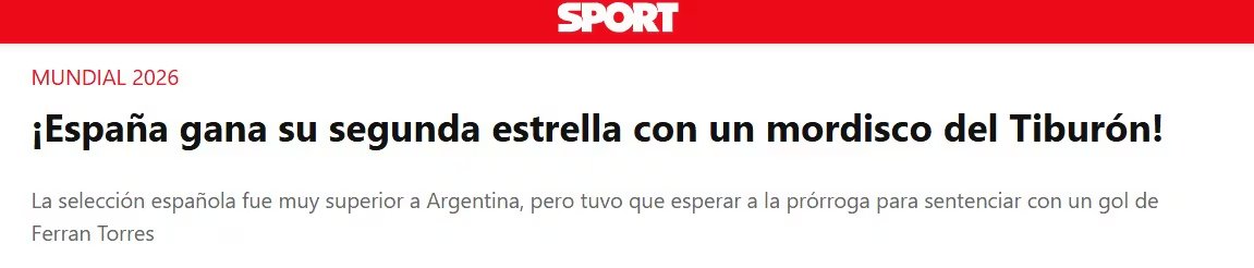 El t&iacute;tulo del medio espa&ntilde;ol tras la consagraci&oacute;n