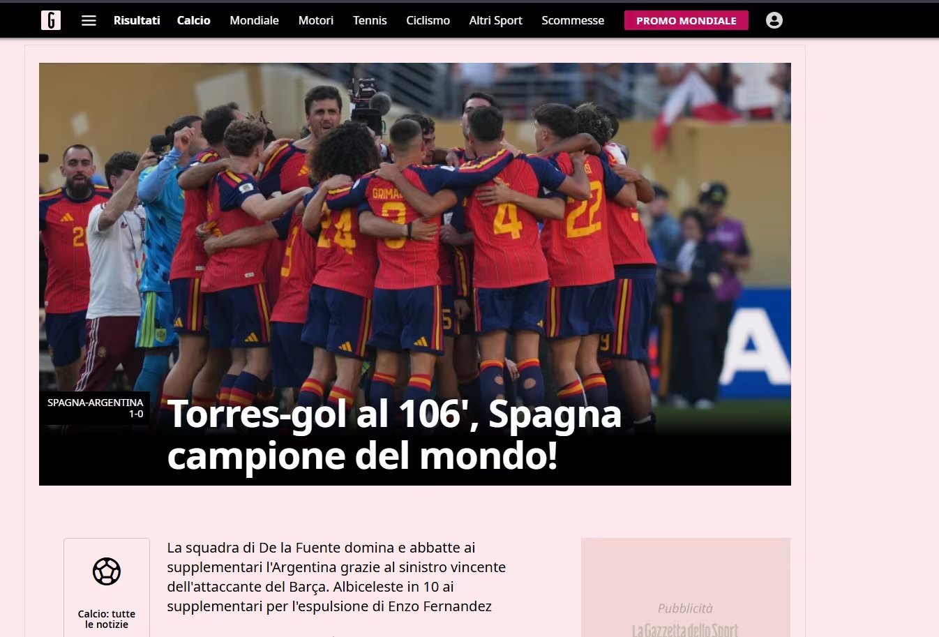 C&oacute;mo vivi&oacute; la final el medio italiano