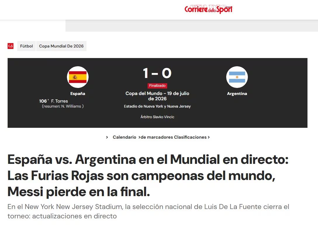 La reacci&oacute;n del portal italiano