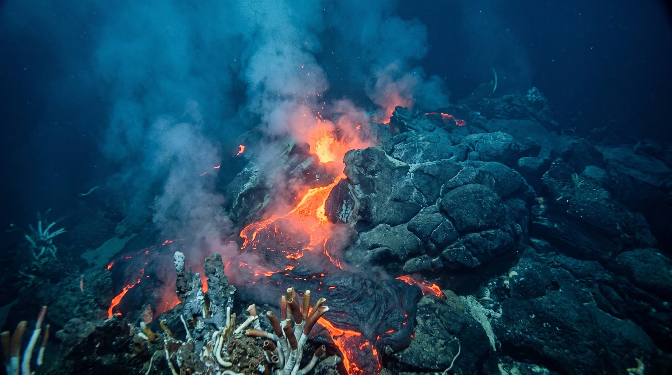 Unos 160 millones de metros cúbicos de lava surgieron por grietas llamadas diques, lo que renovó el fondo del océano en solo 16 días (Imagen Ilustrativa Infobae)