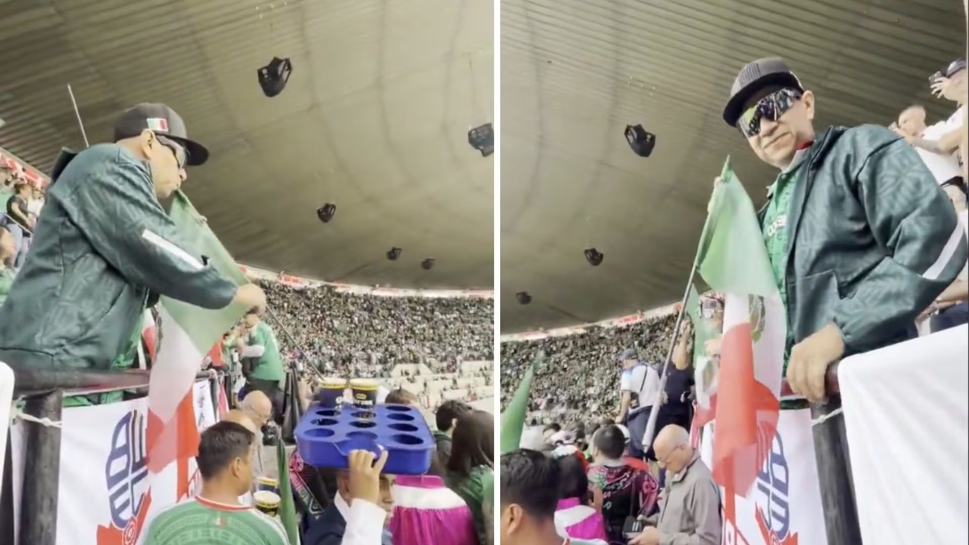 El momento ocurri&oacute; en las tribunas del Estadio Ciudad de M&eacute;xico durante el partido de octavos de final del Mundial 2026 entre M&eacute;xico e Inglaterra, que se disput&oacute; ante 80.824 espectadores
(Captura de pantalla (@Cleverlydey4u))