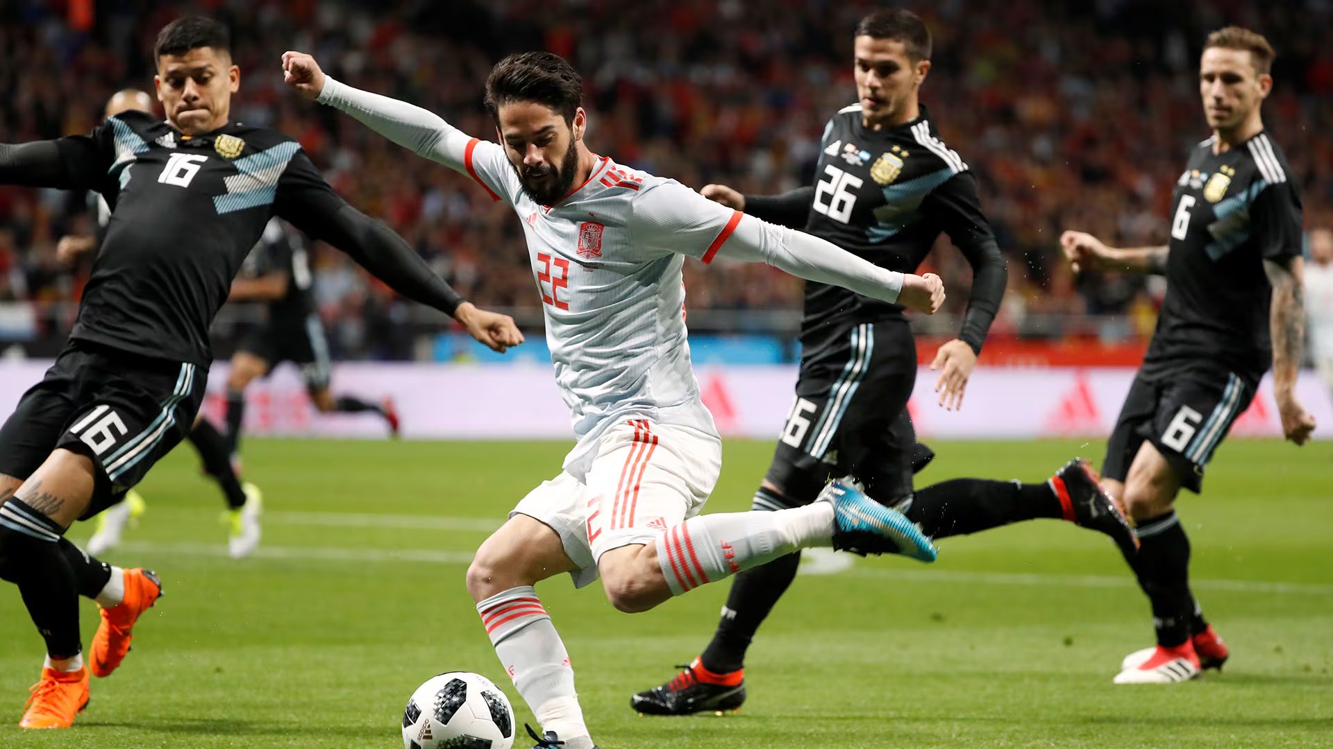Isco, en el Espa&ntilde;a-Argentina en el Metropolitano en 2018. (Reuters)