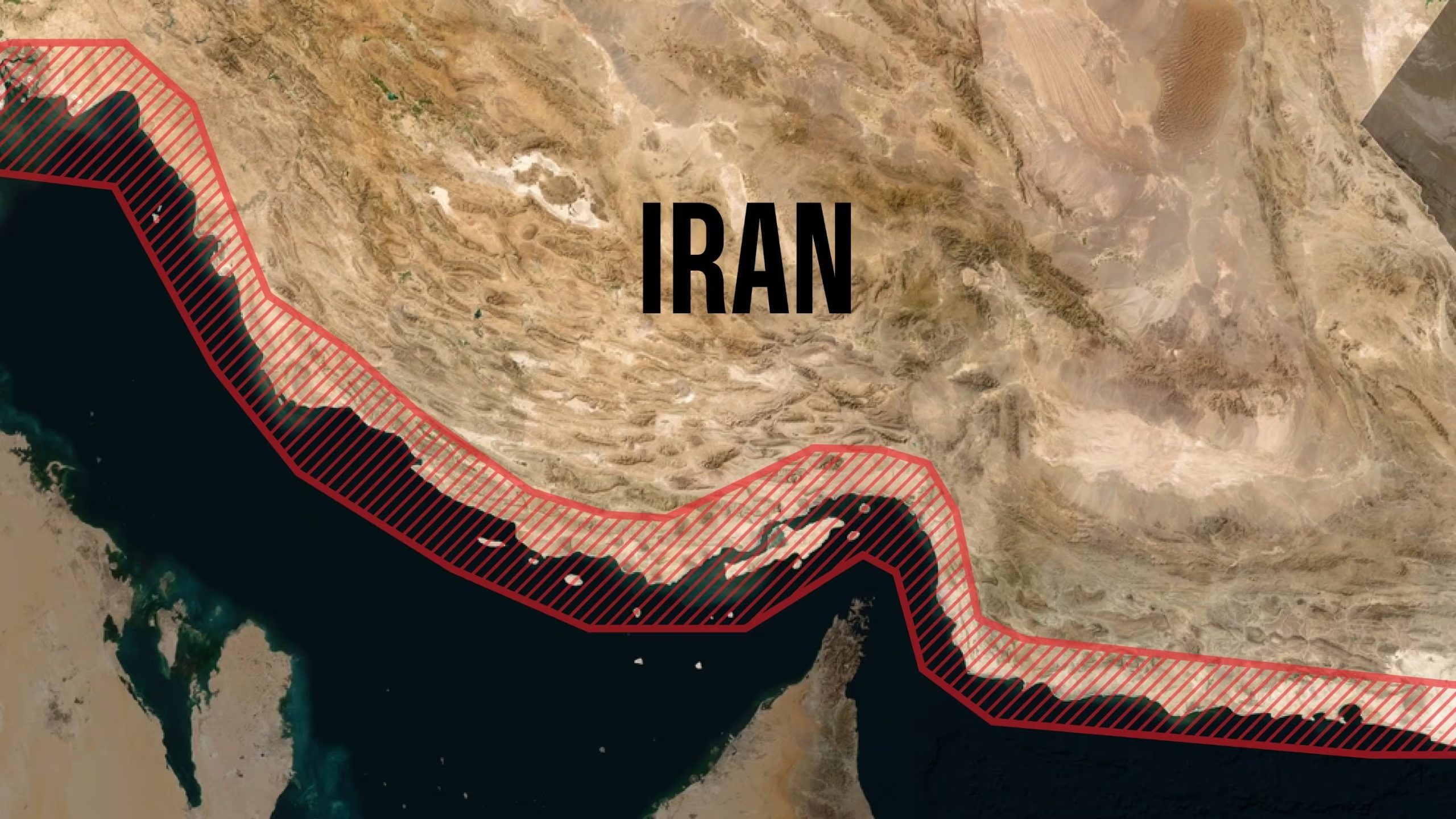 Mapa del Comando Central de Estados Unidos sobre el bloqueo a los puertos de Iran (CentCom)