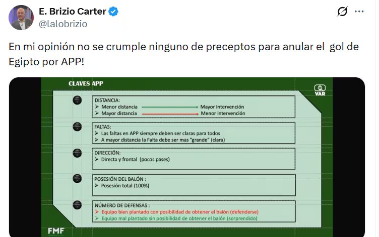 El exárbitro mexicano analizó la acción que terminó con un gol invalidado para Egipto ante Argentina.