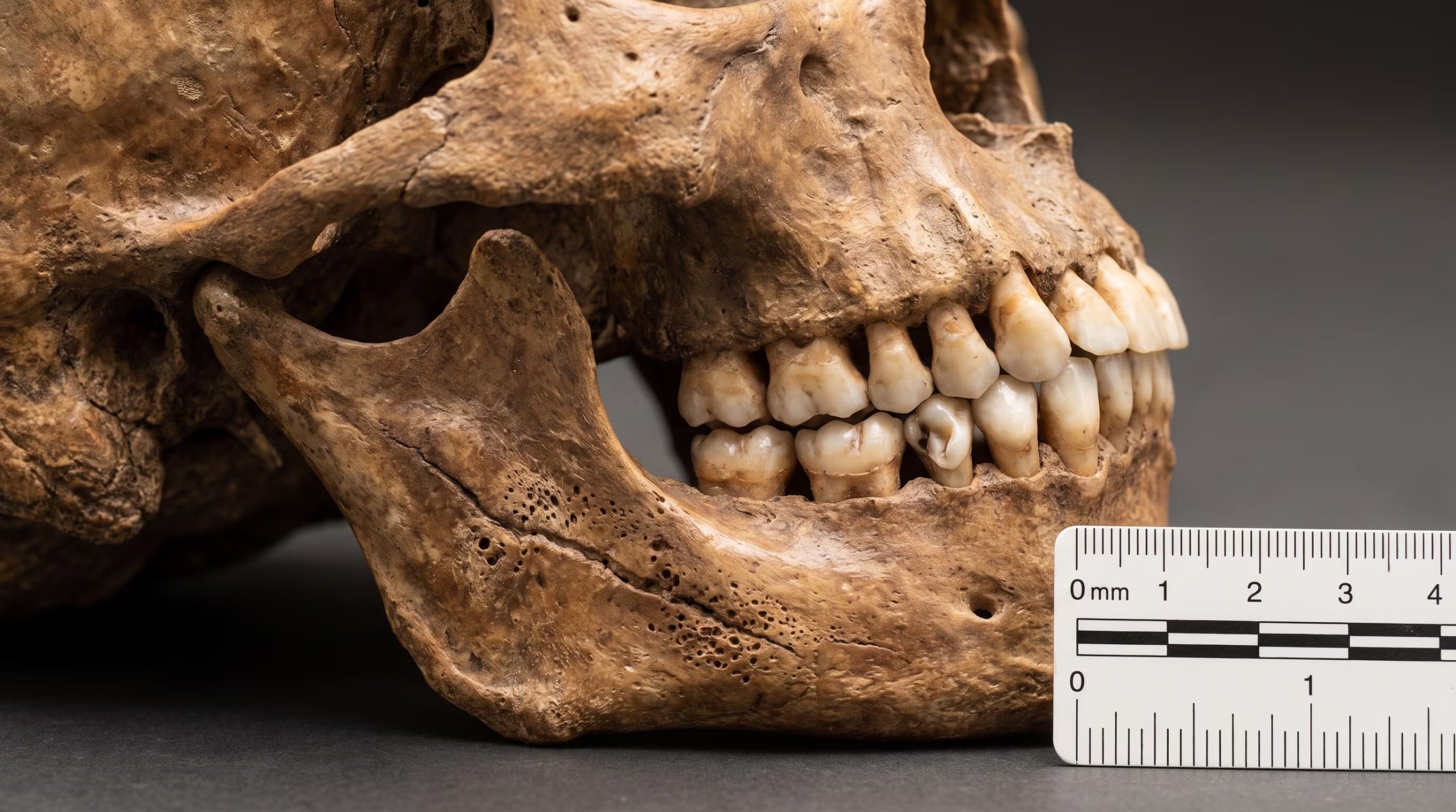 El estudio del fósil Qafzeh 25, hallado en la cueva de Qafzeh en Israel, muestra una lesión en la mandíbula compatible con un traumatismo por objeto cortante de hace más de 90.000 años. (Imagen Ilustrativa Infobae)