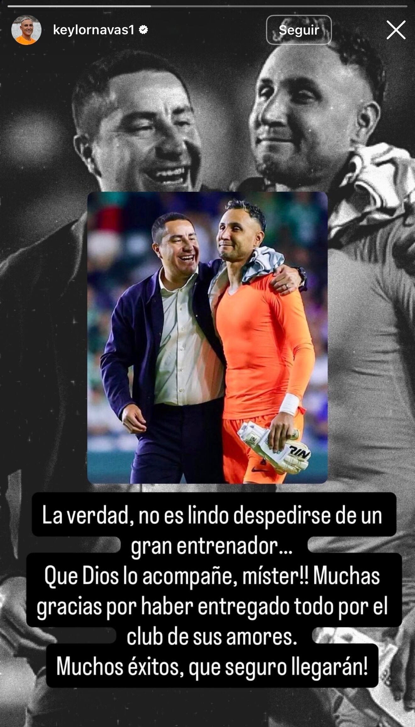 El guardameta mantuvo un mensaje diplom&aacute;tico sobre Efra&iacute;n Ju&aacute;rez, hoy en Hungr&iacute;a, y le dese&oacute; lo mejor sin abrir pol&eacute;micas. (Instagram / @keylornavas1)