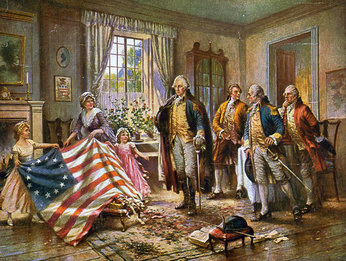 La leyenda ubica a Washington como impulsor de la insignia, aunque los archivos hist&oacute;ricos no confirman su participaci&oacute;n directa en el encargo a Ross (Percy Moran/Library of Congress/Dominio P&uacute;blico)