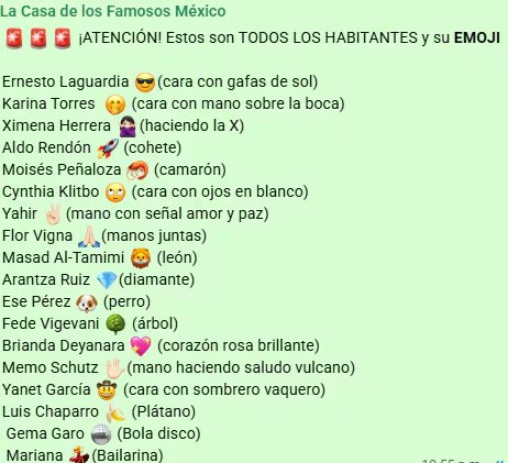 La producci&oacute;n de&nbsp;La Casa de los Famosos M&eacute;xico&nbsp;public&oacute; la lista completa de emojis que corresponden a cada uno de los 18 habitantes que ingresaron al reality en 2026
(rs)
