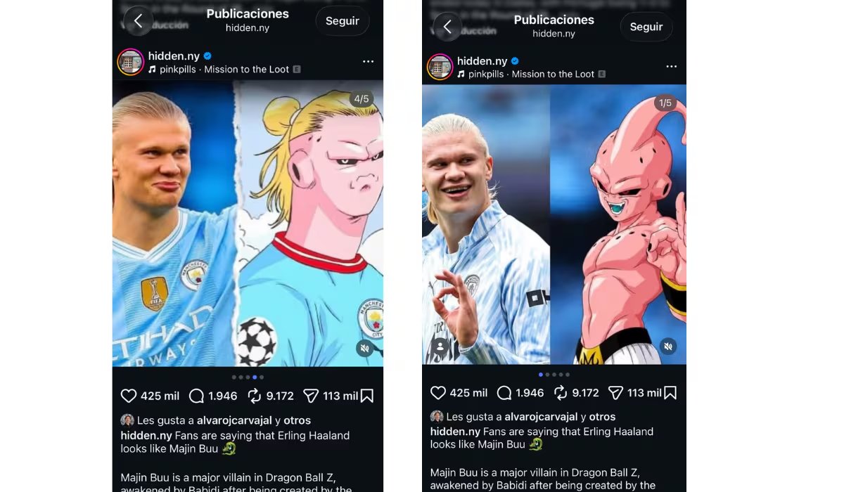 Haaland es comparado con Majin Bu por su apariencia física. (Instagram: hidden.ny)