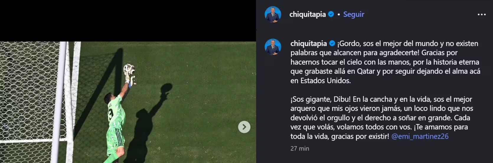 El posteo especial de Tapia para el Dibu Martínez