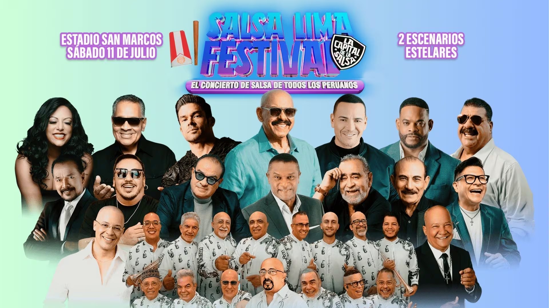 El Salsa Lima Festival reúne a grandes leyendas del género en el Estadio San Marcos el sábado 11 de julio, prometiendo un espectáculo inolvidable en dos escenarios estelares.