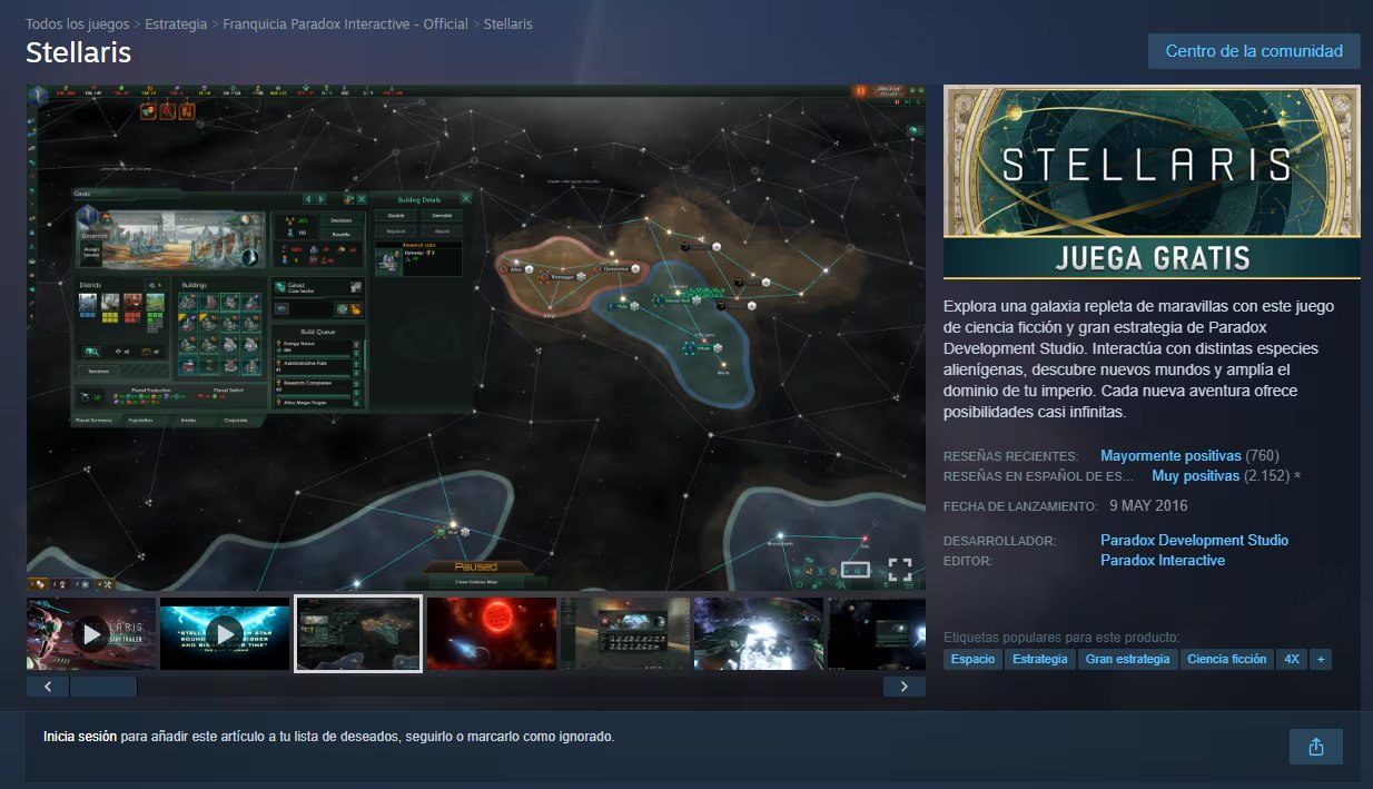 Stellaris, el aclamado título de estrategia de Paradox, dejará de estar disponible para consolas y PC. (Steam)